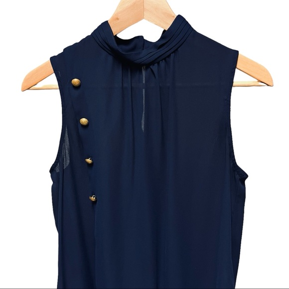 NY&CO Navy Sleeveless Blouse, (S) - Picture 2 of 6